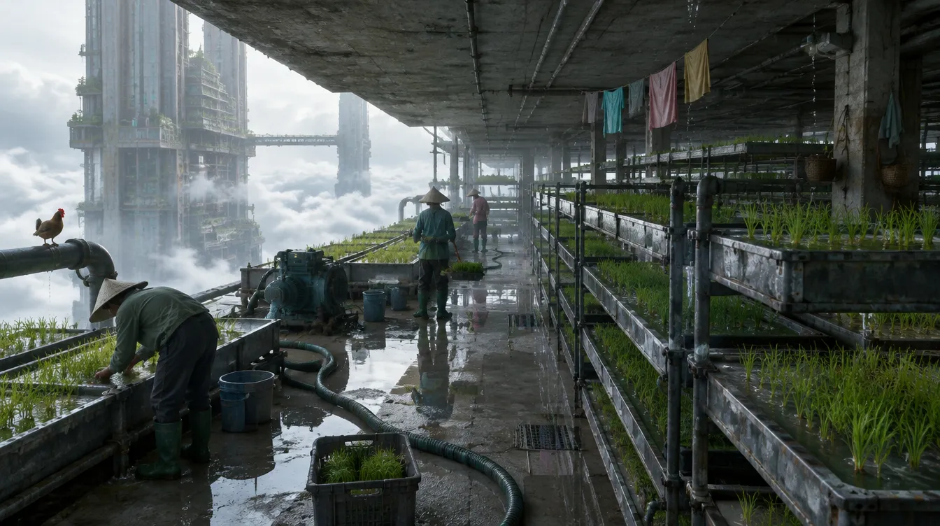Sawah hidroponik lantai 140 yang terbuka ke awan.